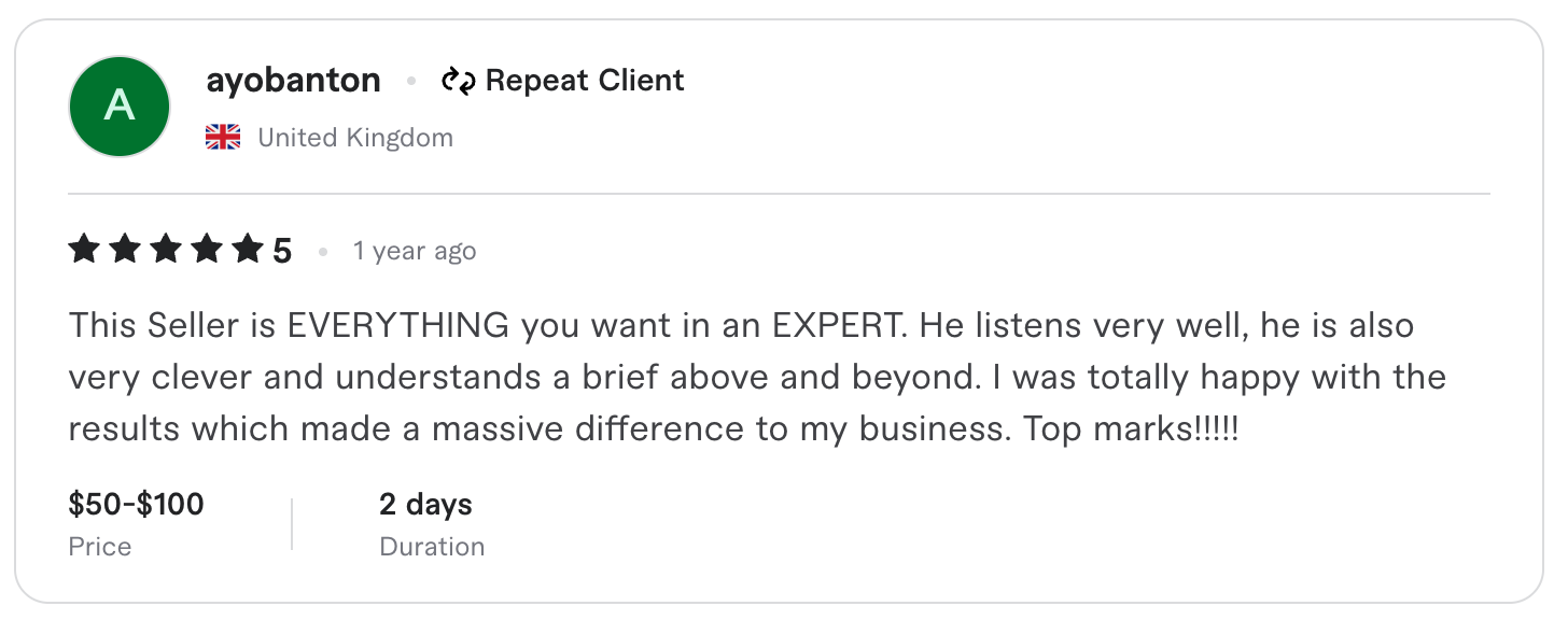 Fiverr Review Screenshot 1